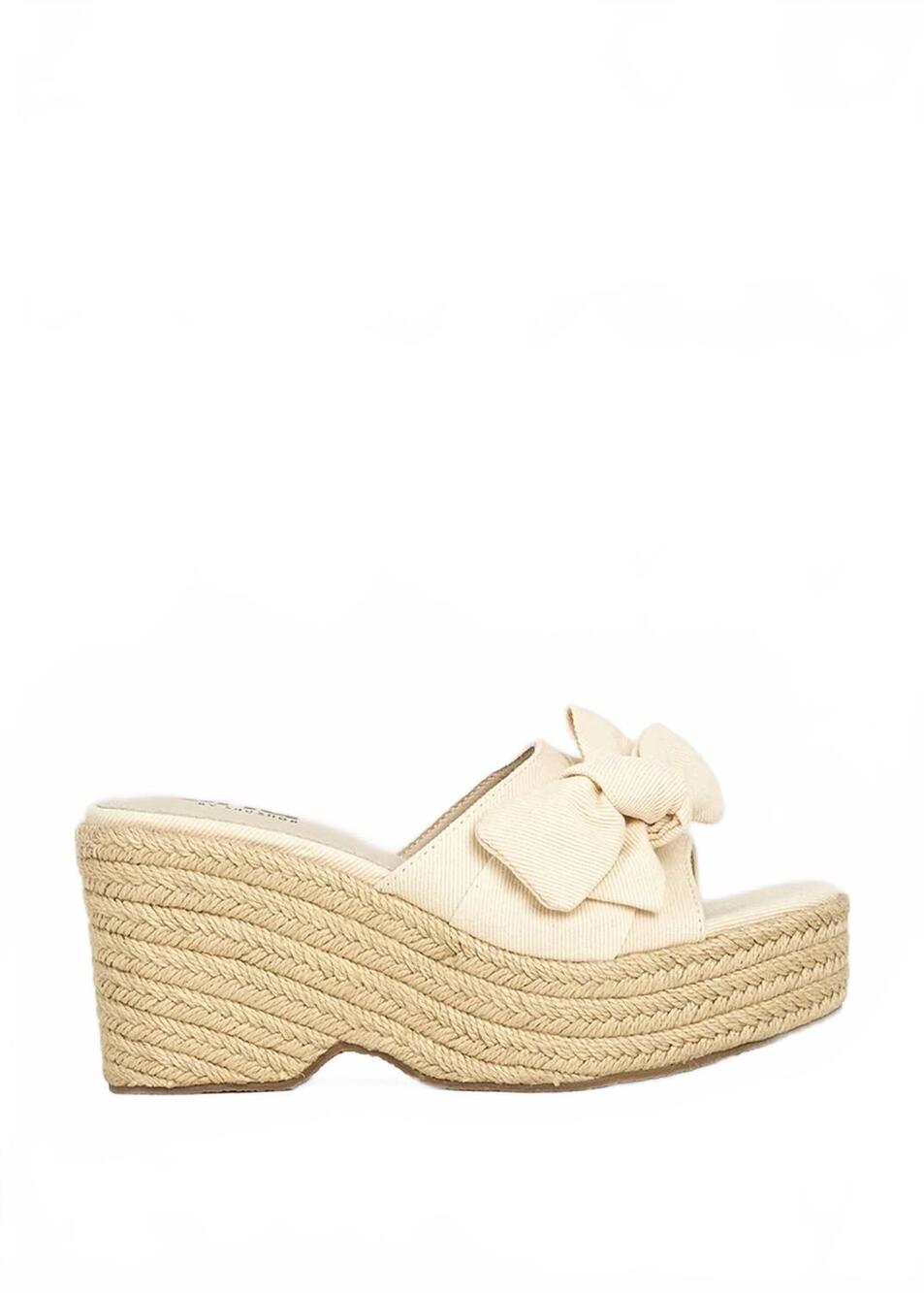 NEW SHU SHOP women's ingrid platform espadrille slide sandal in beige